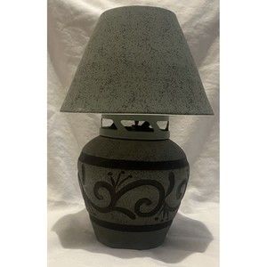 Vintage Pottery Vase Retro Swirls black and Green MCM Style market CA 07